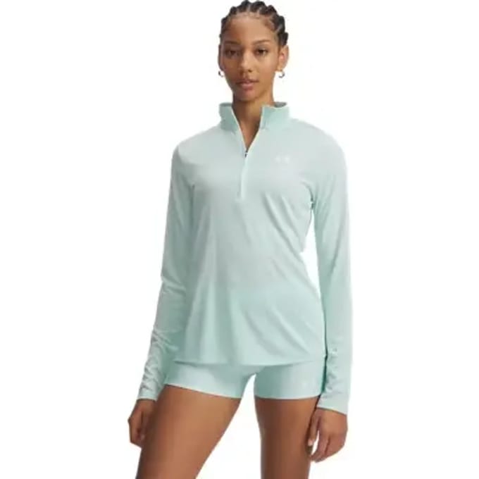 Under Armour Tech 1/2 Zip- Twist-GRN Dames Sporttrui - Refresh Mint - Wit