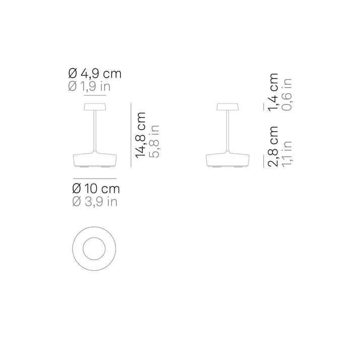 Zafferano LED tafellamp Swap mini, zwart, 15 cm IP65
