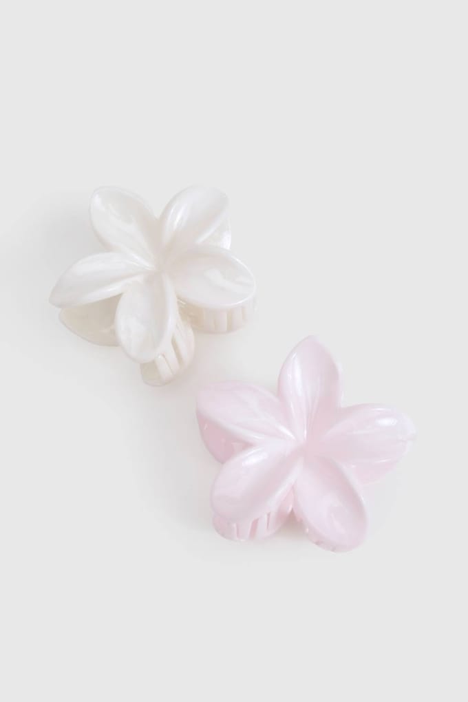 boohoo Dames Marmerig Grote Bloemen Haarclip 2-Pack