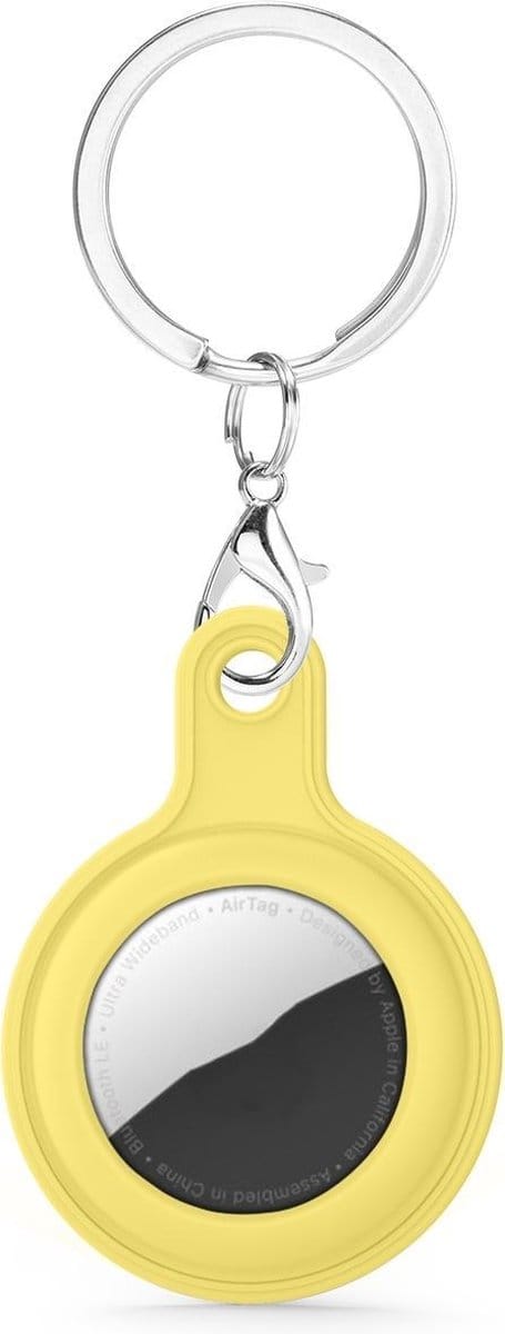 By Qubix - AirTag case gel series - sleutelhanger met ring - geel