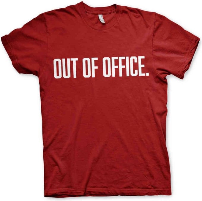 Heren Fun Tshirt -S- OUT OF OFFICE Rood