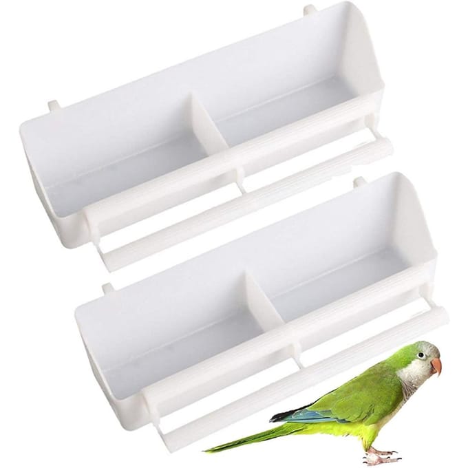 2 STKS Plastic Vogelvoederbak Dubbele Vogelkooi Water Voer Voeder Kooiplaat Vogelvoeder Water white