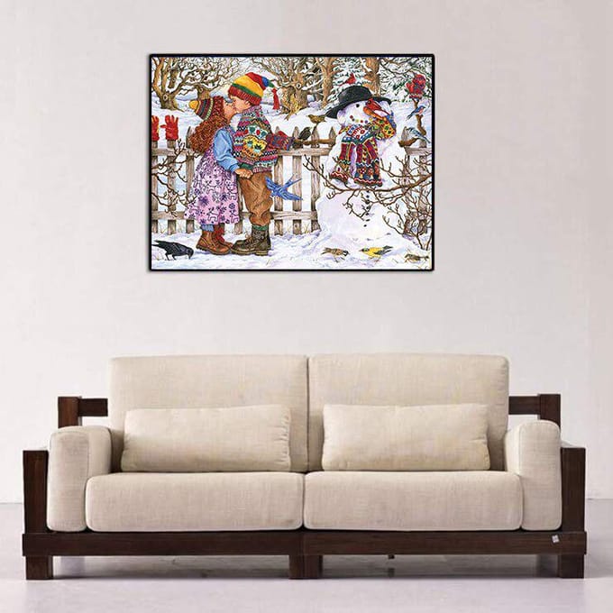 Peinture Diamant Baiser Romantique Premier Baiser Broderie Diamant Complet Foret Rond Strass 20X30CM gray