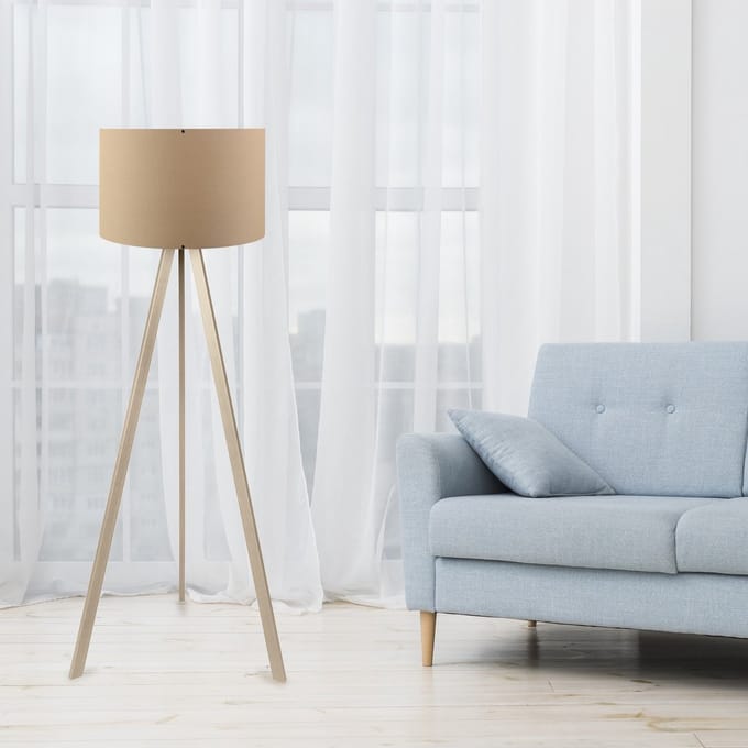 Opviq AYD-1517 - Vloerlamp - Beige/Eiken - Ø38 cm
