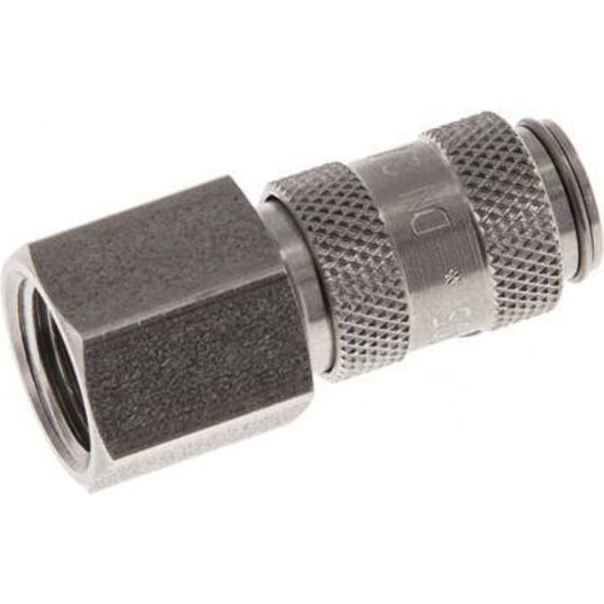 RVS DN 2.7 (Micro) Luchtkoppeling Snelkoppeling G 1/8 inch Binnendraad Double Shut-Off - CLS2-F-S-SV-018