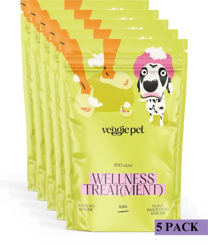 VeggiePet Kiwi - Hondensnacks - 5x100 Gram - 100% Veggie - Welness Treat(ment)