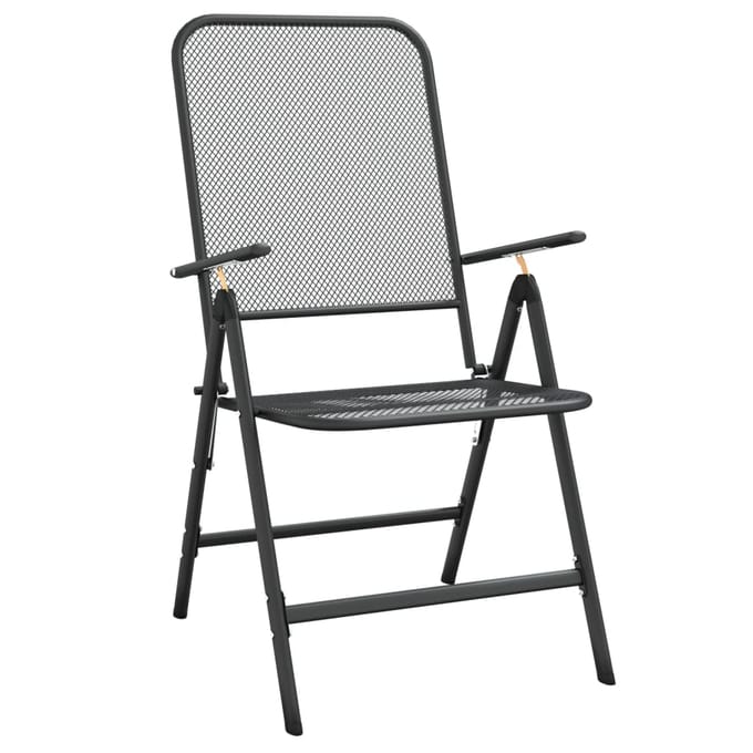 vidaXL - Opklapbare - stoelen, - 2 - stuks, - van - geëxpandeerd - metaalgaas, - antraciet.