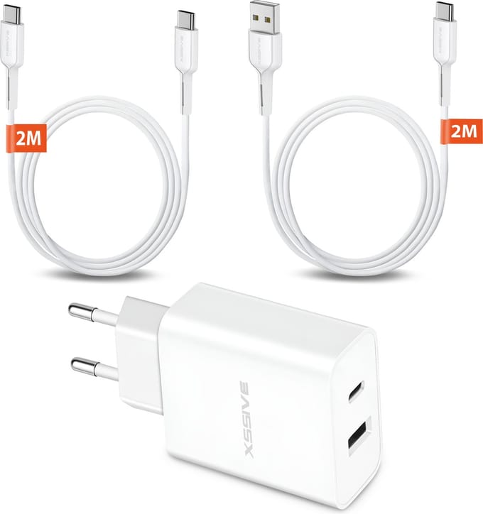 Oplaadbundel 2 Meter - Geschikt voor Samsung Galaxy telefoon en tablet - 20W USB C Adapter met USB-C Kabels