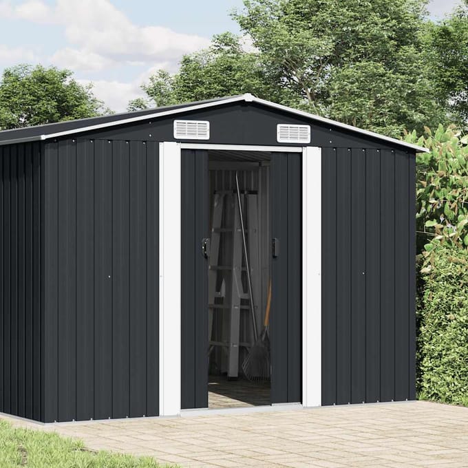 vidaXL - Tuinschuur - 257x489x181 - cm - metaal - antracietkleurig