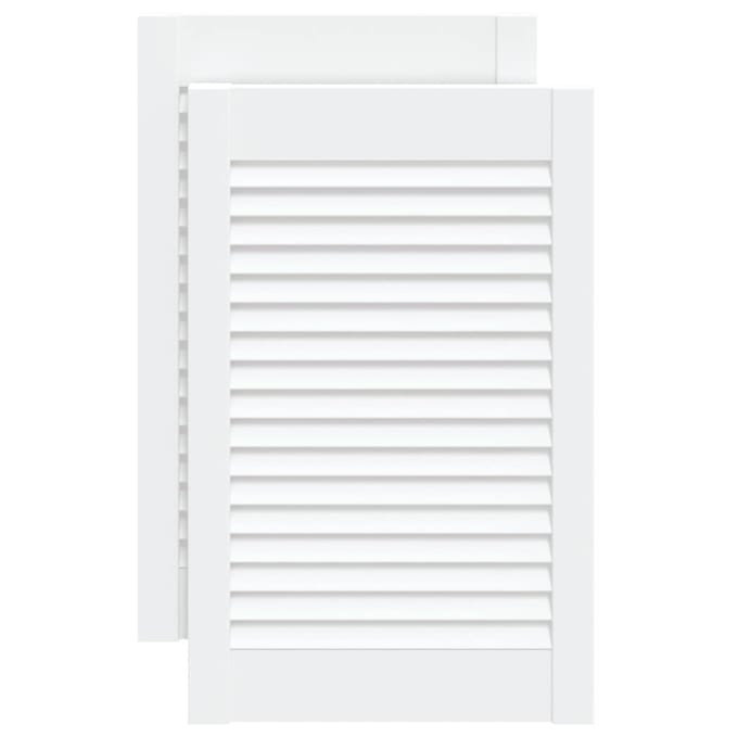 vidaXL - Kastdeuren - met - lamellen - 2 - st - 61,5x39,4 - cm - grenenhout - wit