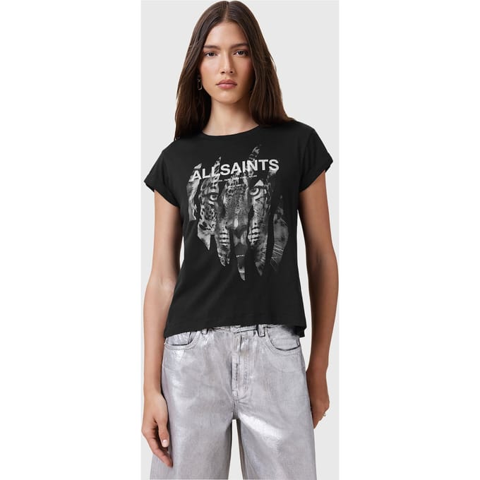 AllSaints Riproar Anna Tee Black Maat: S | Tops Outlet | Dames | Zwart