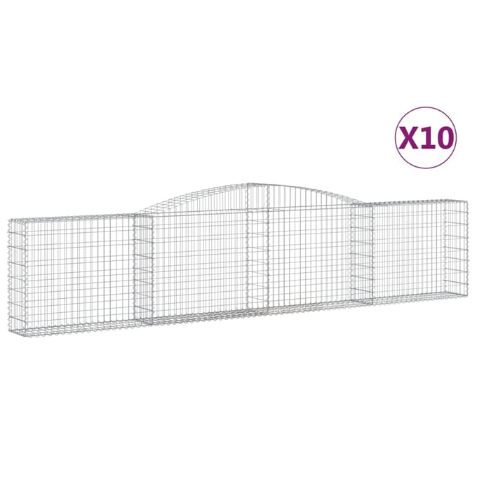 vidaXL - Schanskorven - 10 - st - gewelfd - 400x30x80/100 - cm - ijzer