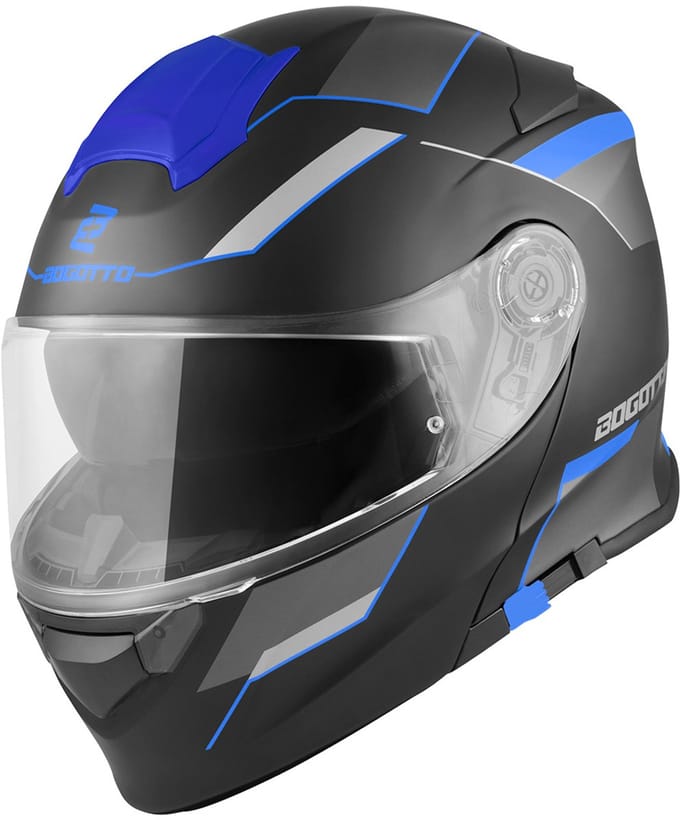Bogotto V271 Delta Mat Zwart Blauw Systeemhelm - Helm