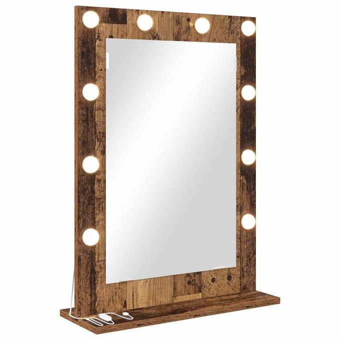 vidaXL - Make-up - Spiegel - Rook - Eiken - 70 - x - 50 - x - 18 - cm - Rechthoekig