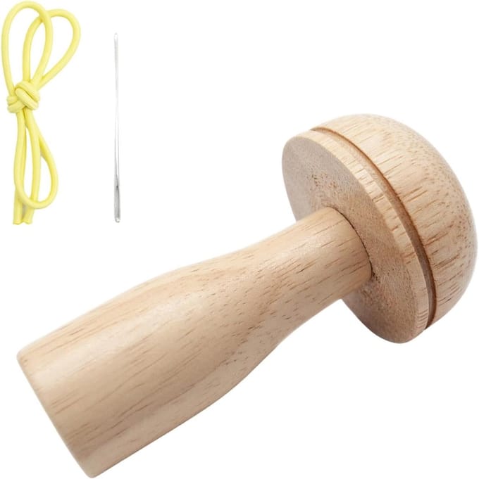 Stopset Paddenstoel - Naaiset Herstel - Kleding Repareren - Met Elastische Band - 10.5 cm - Houtkleur