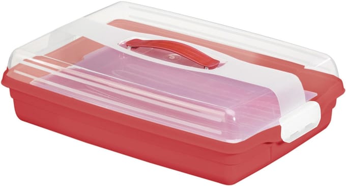 Curver - draagbare taartdoos met deksel - vaatwasmachinebestendig - handig handvat - Rood
