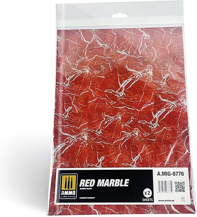AMMO by Mig Jimenez Modelbouwpakket - MIG 8776 Marble Red - Smooth Sheet of Marble - 2pcs Accessoires set - AMMO - Modelbouw