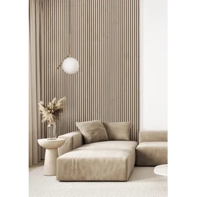 Maestro Latt Lattenwand - Vanilla Oak + Matte Black - 277x30cm - 20mm - 2 Stuks