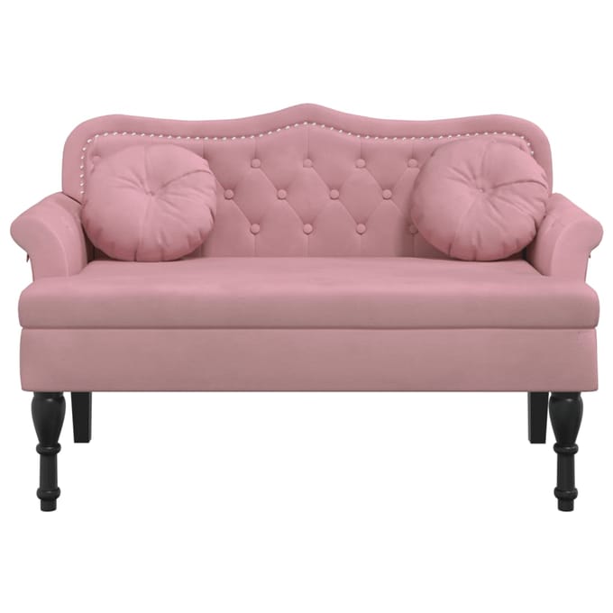 vidaXL - Bankje - met - kussens - 120,5x65x75 - cm - fluweel - roze