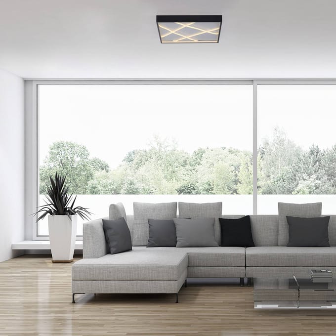 JUST LIGHT. GmbH JUST LIGHT. LED plafondlamp Mikado, 50 x 50 cm, zwart