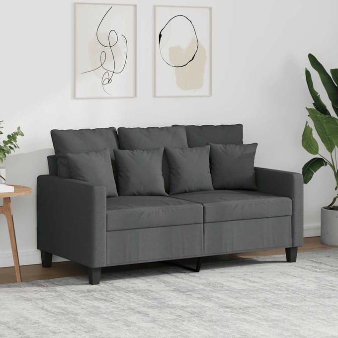 Vidaxl Bank 2-Persoons, Donkergrijs, 120 Cm, Bekleed met Stof