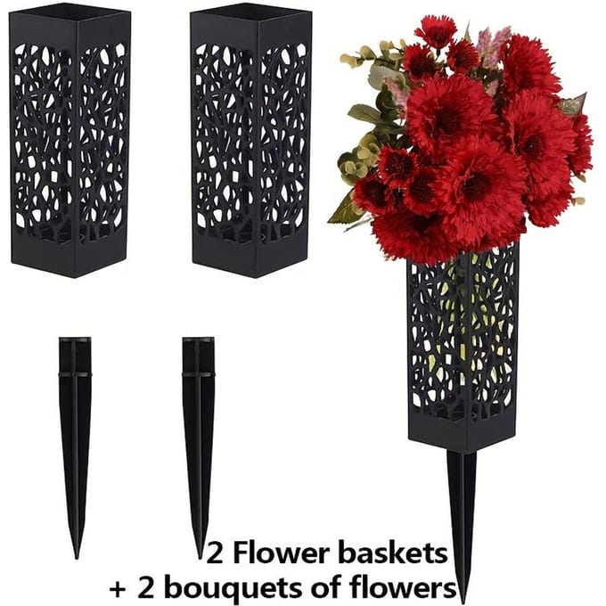 2 bouquets de tournesols, fleurs de simulation de soleil et 2 paniers de fleurs de jardin, fleurs de simulation de décoration d'Halloween rouge