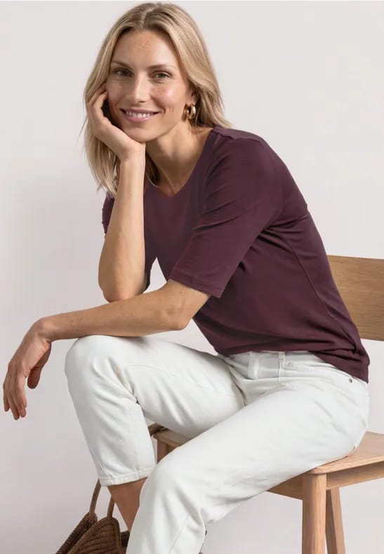 Basic Shirt met ronde hals in Unifarbe