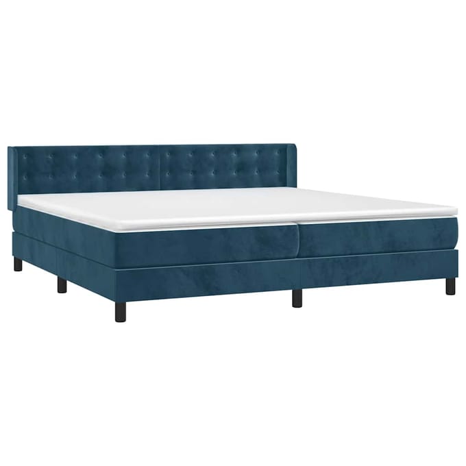 vidaXL - Boxspring - met - matras - fluweel - donkerblauw - 200x200 - cm