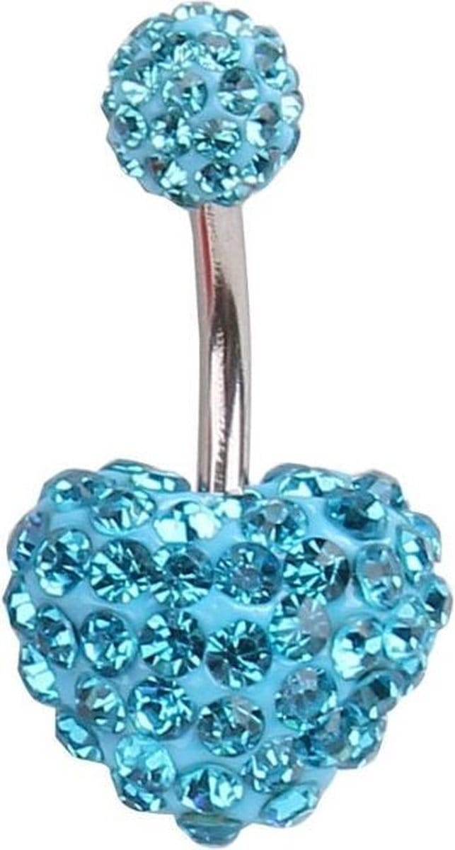 Fako Bijoux® - Navelpiercing - Disco Dots Duo - Hart - Blauw