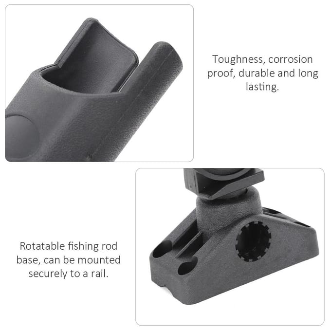Support de base universel pour canne à pêche, outil de support réglable à 360 degrés pour canoë, kayak, dérive black