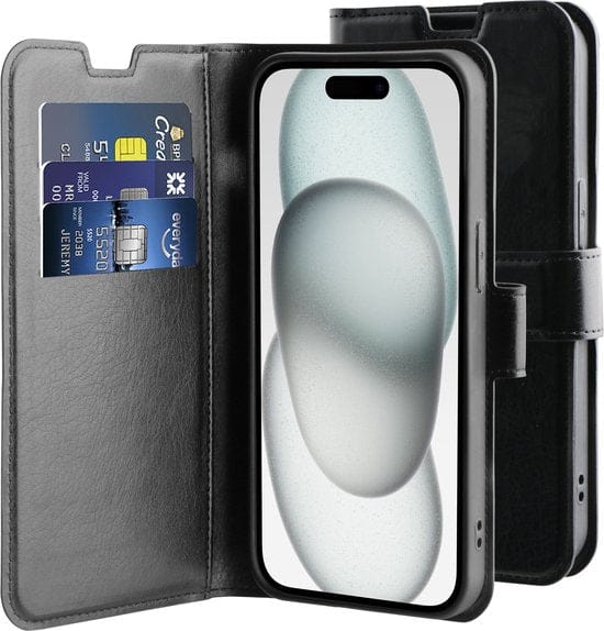 BeHello Bookcover Hoes iPhone 15 Gel - Zwart