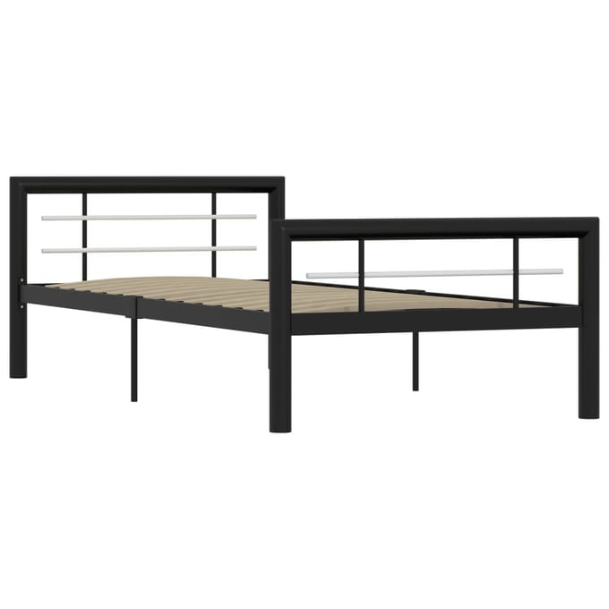 vidaXL - Bedframe - metaal - zwart - en - wit - 100x200 - cm