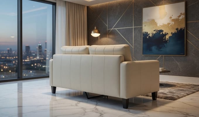 Luxe Kunstleer Bank – Crème – 140 cm – Industrohome