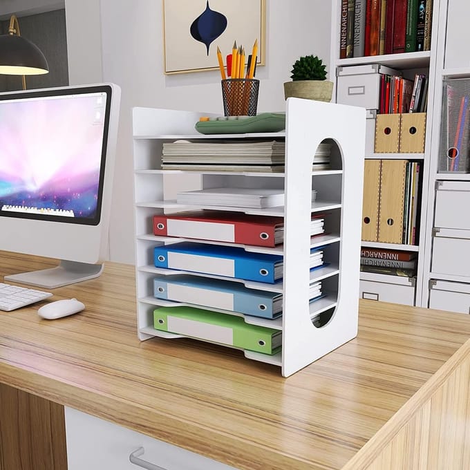Bureau Organizer - Archiefhouder Lades - Documenten Sorteren - 7 Lagen Opslag - Wit