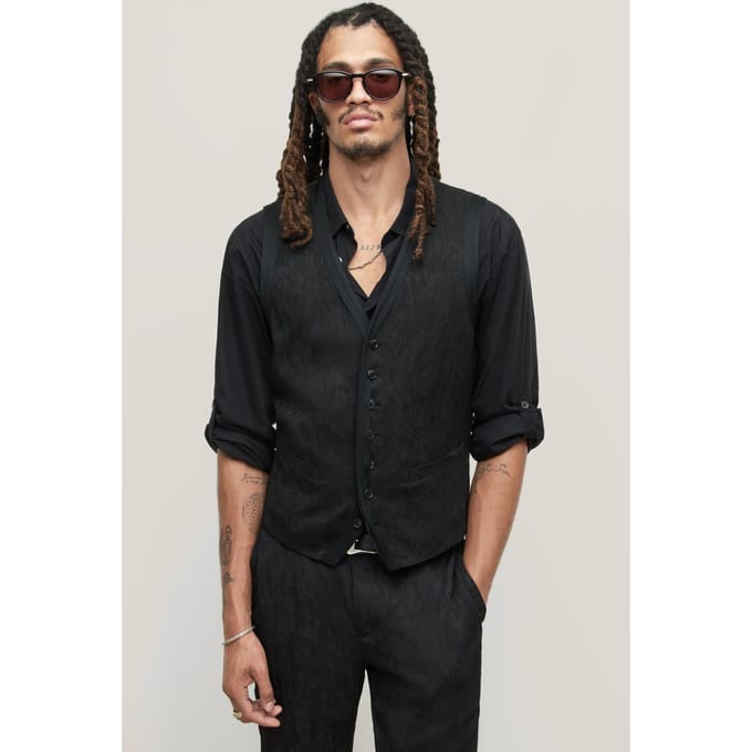 John Varvatos Button Front Vest With Ve Black Taglia: 48 | Gilet Outlet | Uomo | Nero