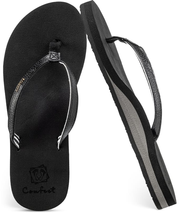 Slippers Dames - Sandalen - Zwart - Maat 38 - Comfeet