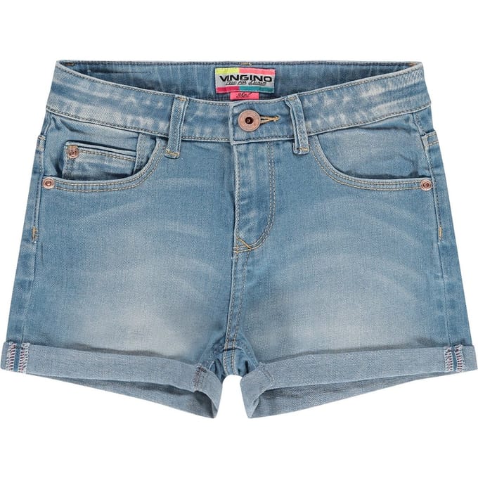 Vingino - Maat 116 - Essentials Kinder Meisjes High Waist Short Jeans