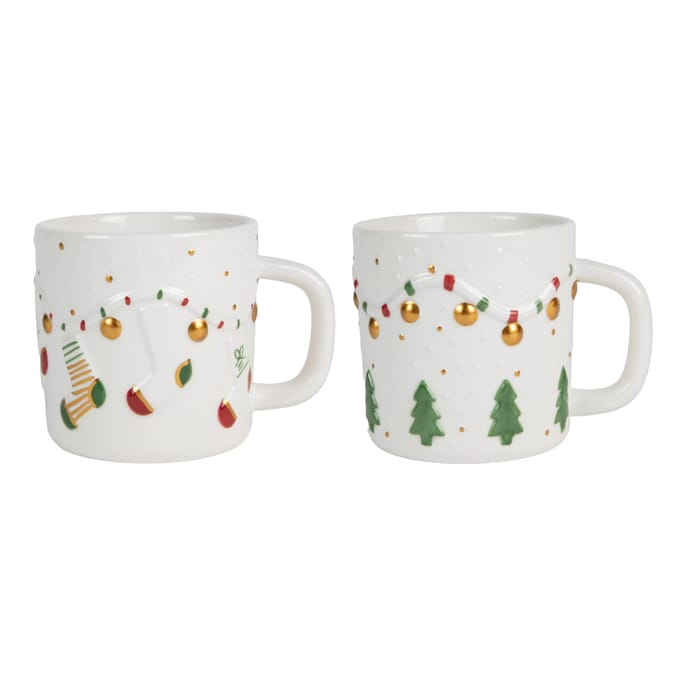 Beker wit kerstdecoratie incl goud 13,2x10,4x8cm