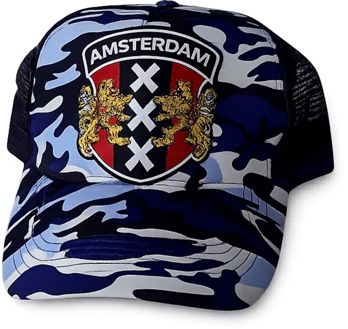 Hippe Amsterdam Pet / Cap | Verstelbaar & One Size - Blauw