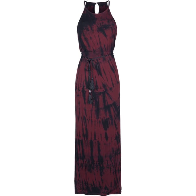 R.E.D. Rock-Engineered Design Rood-zwarte maxi jurk met batik patroon - Dames - XL