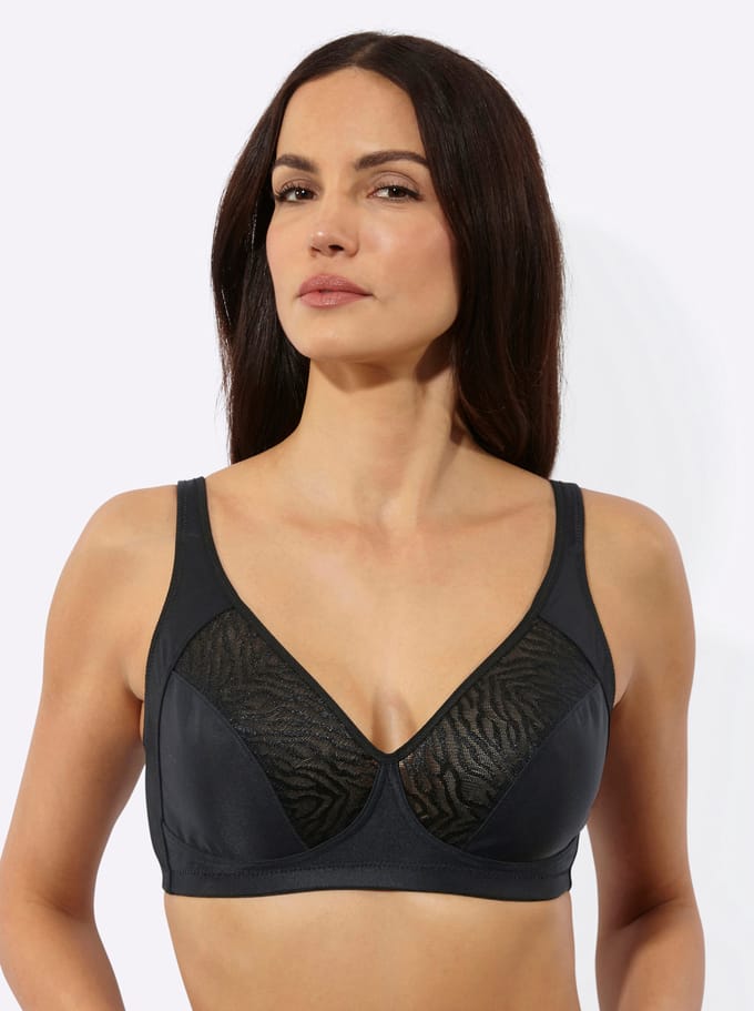 Naturana - Soft bh jaquard print - Zwart - 86046 - 100B