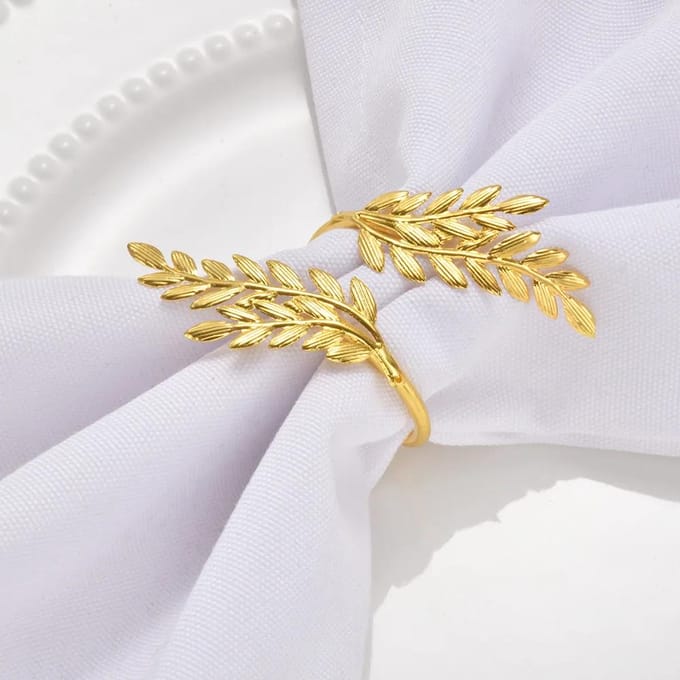 Blad Servetringen Herfst Servethouder voor Kerstmis Thanksgiving Bruiloft Eettafeldecoratie beige