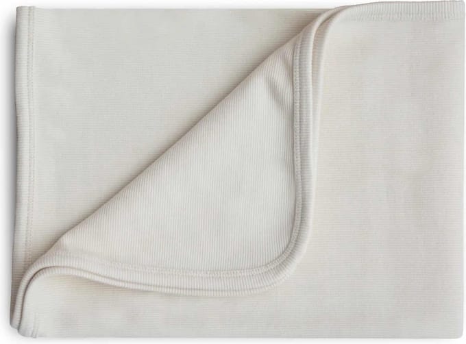 Mushie Wiegdeken Ribbed Baby Blanket - Ivory