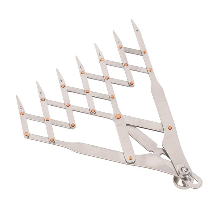 Règle de mesure de distance égale Règle équidistante en acier inoxydable Diviseur d'espace égal Ceinture en cuir 7 7 Teeth with Lock Function