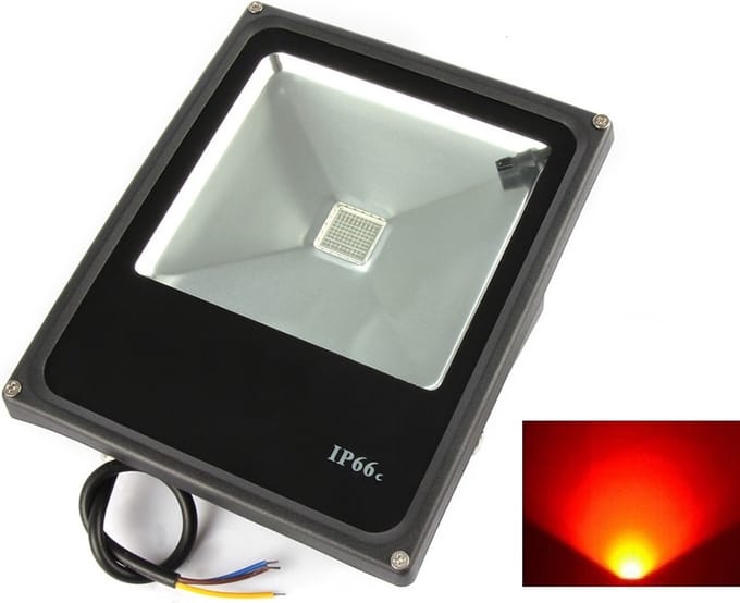 LED Bouwlamp / Schijnwerper - Rood - 30 Watt - Plat
