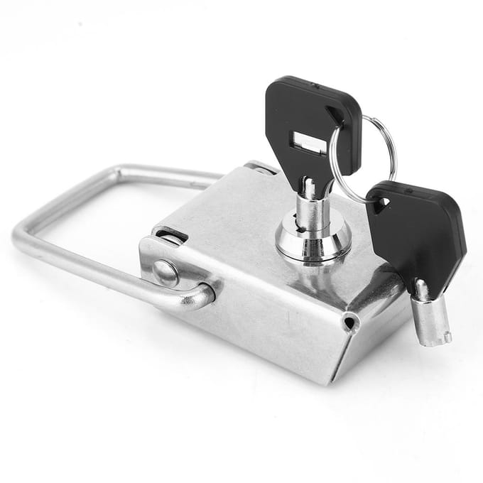 Roestvrij Staal Hasp Veiligheidsslot Doos Koffer Toggle Sluiting Vanghaak Gesp Sluiting met 2 Sleutels 70mm white