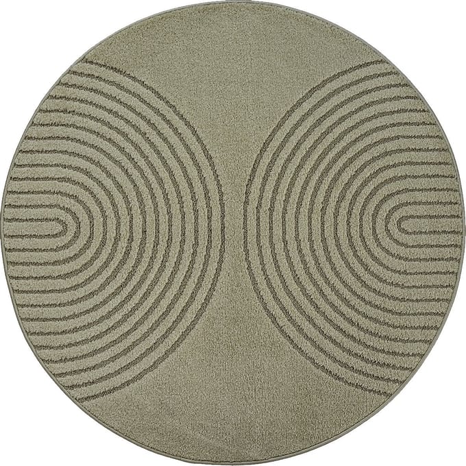 Karpet24 Eclipse – Modern laagpolig vloerkleed, geometrisch patroon in groen-Ø 120 cm