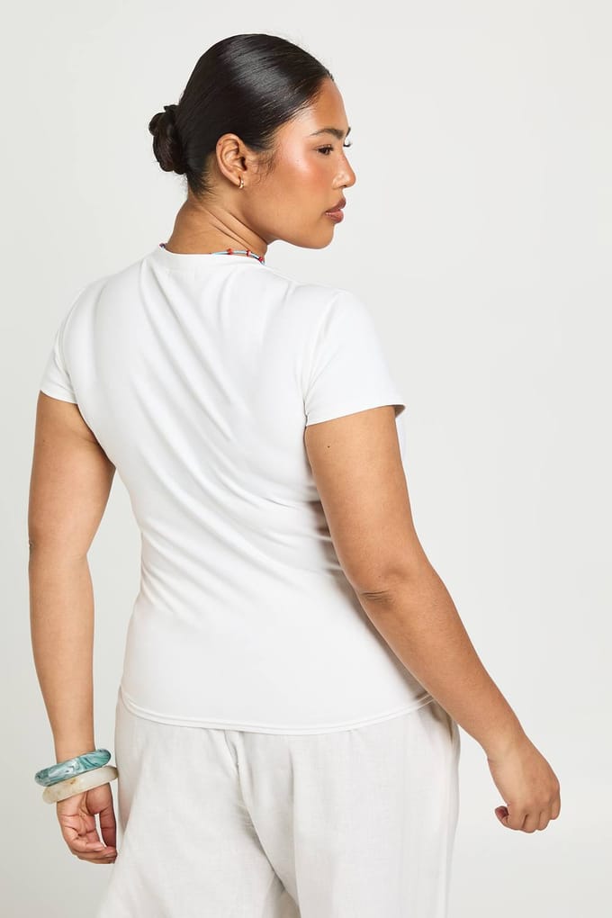 boohoo Dames Plus No Crying On The Yacht Print Baby Tee | Wit | Maat: 44