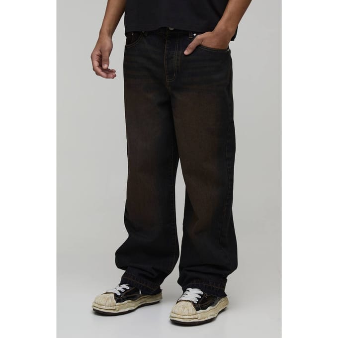 Getinte Gewassen Omgeslagen Zoom Relaxed Fit Jeans | Dark Wash | Size 32R