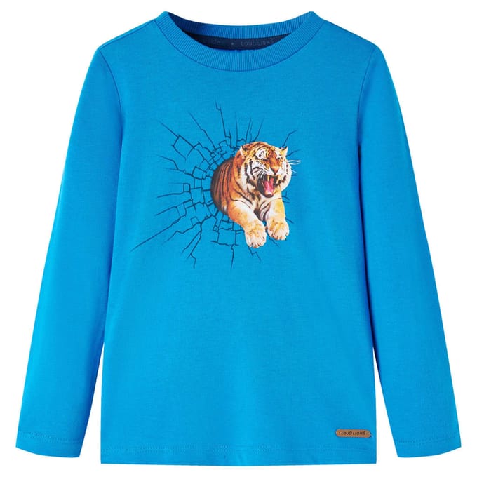 vidaXL - Kindershirt - met - lange - mouwen - 104 - kobaltblauw